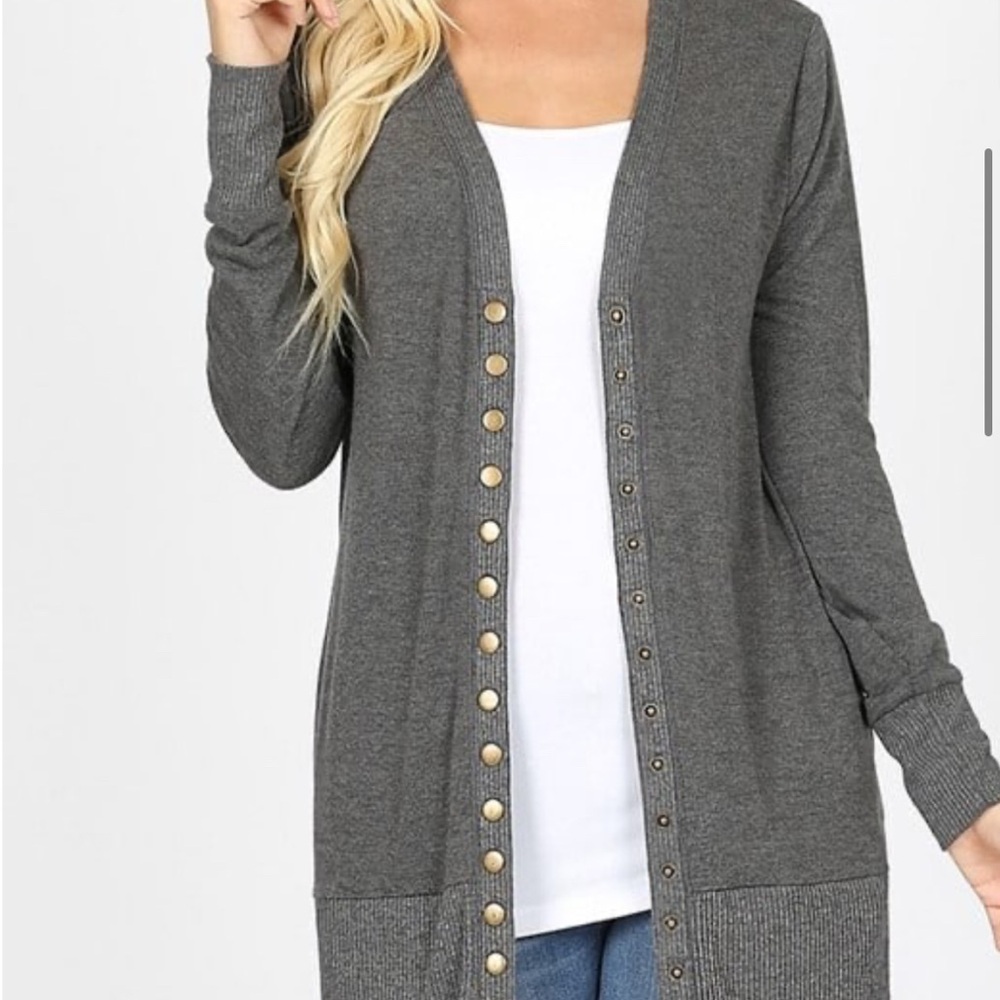 Gray Button-Up Women's Sweater